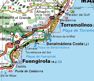 Benalmadena znajduje si� ok. 12 km na zach�d od Malagi