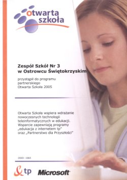 ZS3 przyst�pi� do programu 'Otwarta Szko�a 2005'