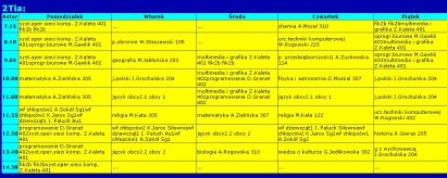 Pierwszy tygodniowy plan lekcji w HTML'u
